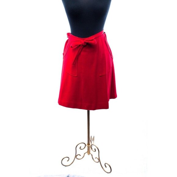 Vintage 1960’s Skirt Women’s Wrap Around Reversible Plaid Red Large 100% Wool - Picture 5 of 6